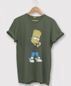 Designer Bart Simpson Green Army T-shirt
