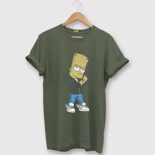 Designer Bart Simpson Green Army T-shirt