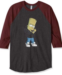 Designer Bart Simpson Grey Brown Raglan T shirts