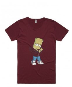 Designer Bart Simpson Maroon T-shirt