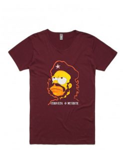 Homer Simpson Cerveza O Muerte MaroonT Shirt