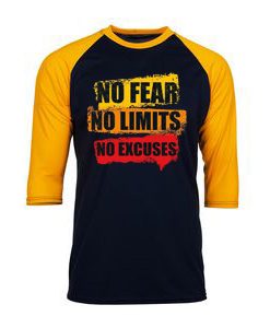 No Fear No Limits No Excuse BlackYellow Raglan T shirts