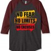No Fear No Limits No Excuse Grey Brown Raglan T shirts