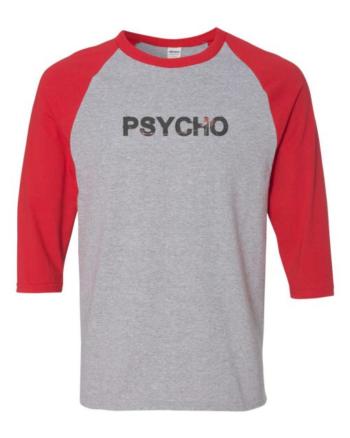 Psycho Grey Red Raglan T shirts