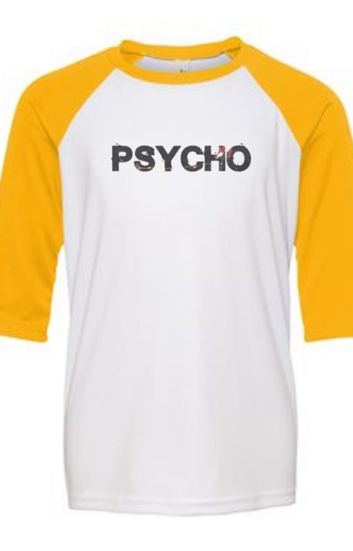 Psycho White Yellow Raglan T shirts