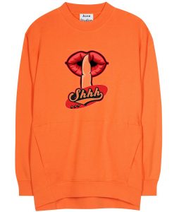 Shhh Lips Girls Orange Sweatshirts