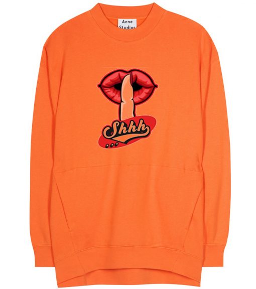 Shhh Lips Girls Orange Sweatshirts