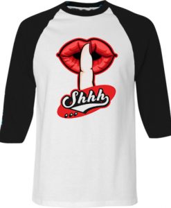 Shhh Lips Girls White Black Raglan T shirts