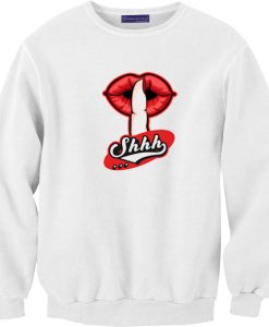 Shhh Lips Girls White Sweatshirts
