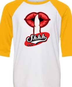 Shhh Lips Girls White Yellow Raglan T shirts