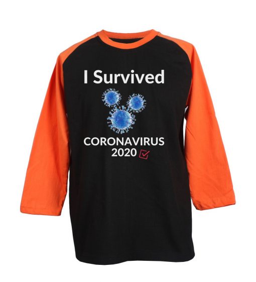 I Survived Corona Virus 2020 Black Orange Raglan T shirts