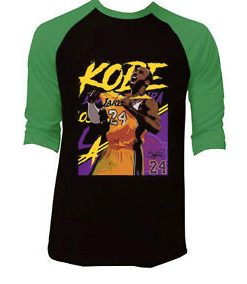 Kobe Bryant 24 Lakers Black Green RaglanT shirts