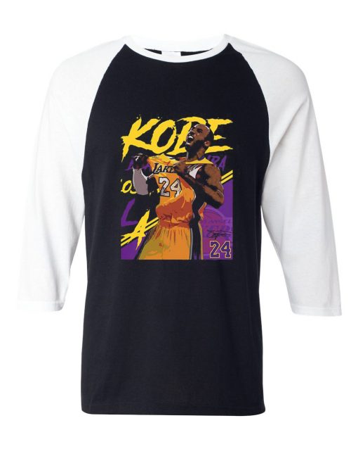 Kobe Bryant 24 Lakers Black White RaglanT shirts