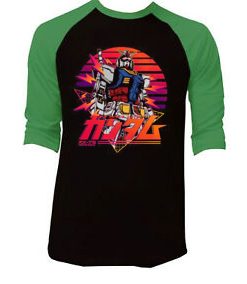 Mobile Suit Gundam Black Green Ragan T shirts