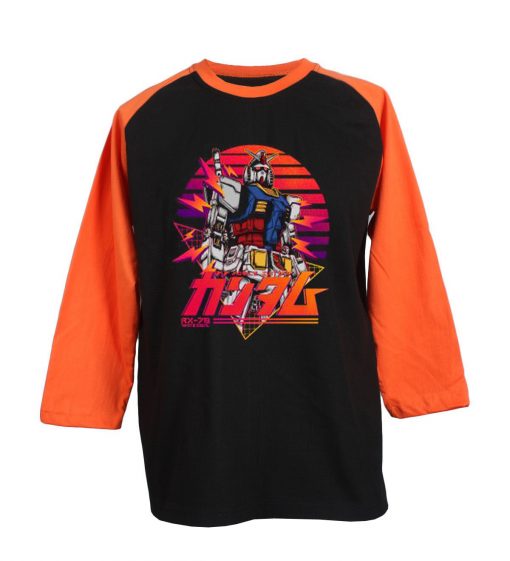 Mobile Suit Gundam Black Orange Raglan T shirts