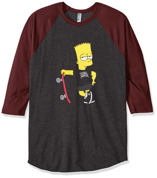Trouble Maker The Simpsons Grey Brown Raglan T shirts