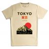 Tokyo Japan Mountain Fuji Green Cream T shirts
