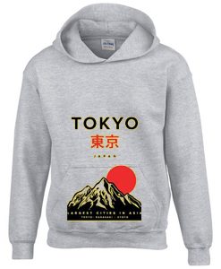 Tokyo Japan Mountain Fuji Grey Hoodie
