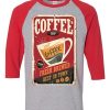 Coffee Shop Hot Coffee Grey Red Raglan T shirts