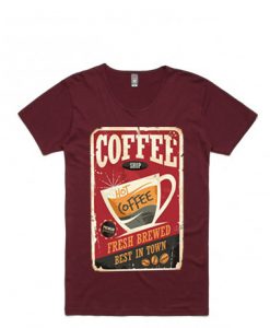 Coffee Shop Hot Coffee MaroonT shirts