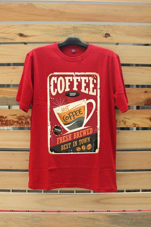 Coffee Shop Hot Coffee Red T shirts