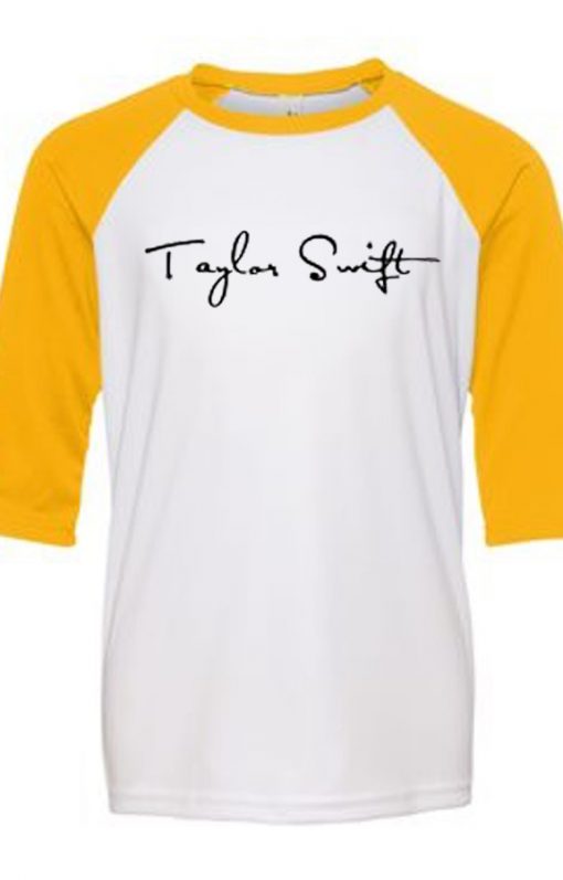 Taylor Swift White Yellow Raglan T shirts