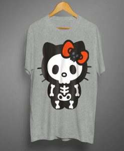 Hello Kitty Skeleton Halloween Grey Color T Shirt