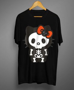 Hello Kitty Skeleton Halloween Black Color T Shirt