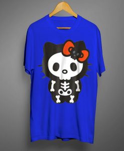 Hello Kitty Skeleton Halloween Blue Color T Shirt
