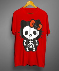 Hello Kitty Skeleton Halloween Red Color T Shirt