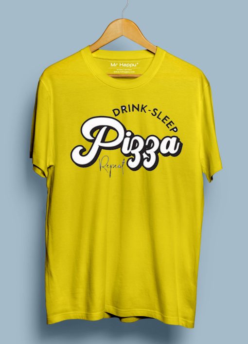 Drink Sleep Pizza T shirts Yellow