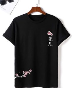 Men Floral & Japanese Letter T shirts